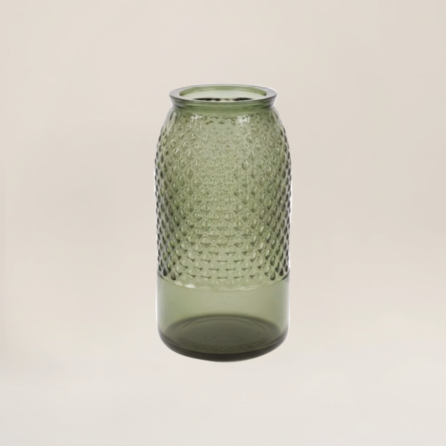 Green patterned glass vase