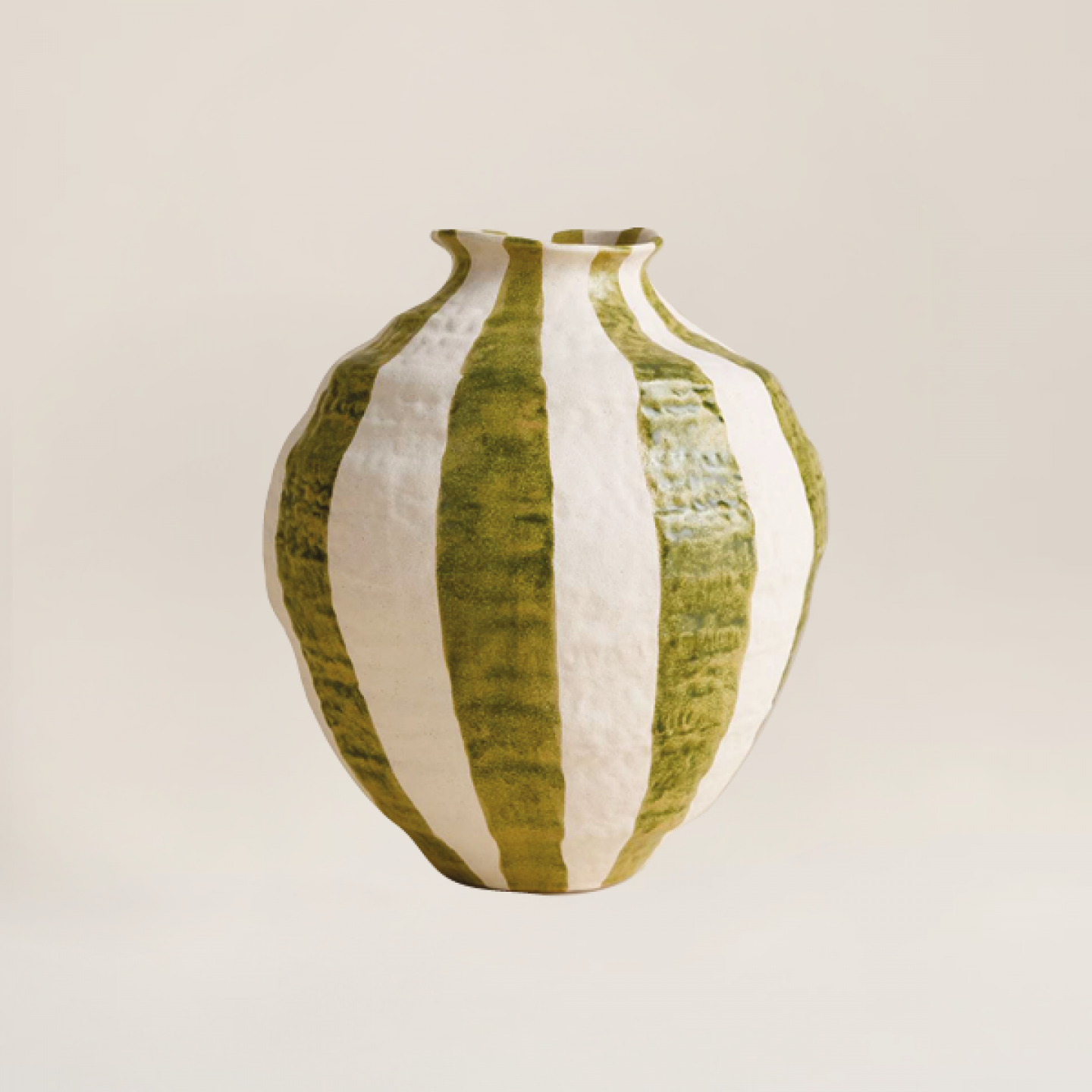 Striped textured ceramic vase