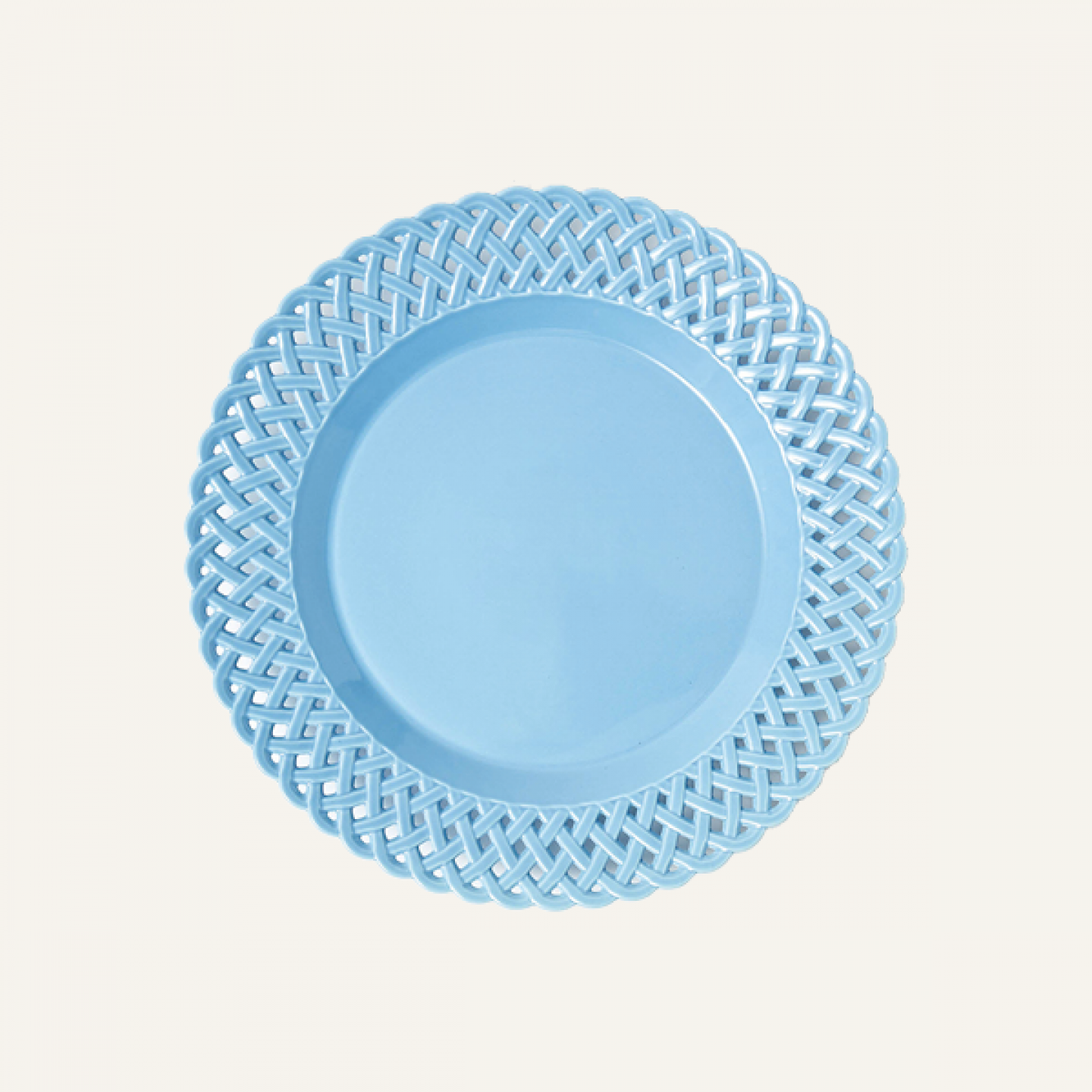 Blue basketweave dinner plate