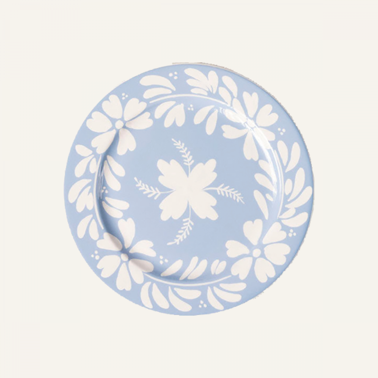 Hand-painted white floral dinner plate