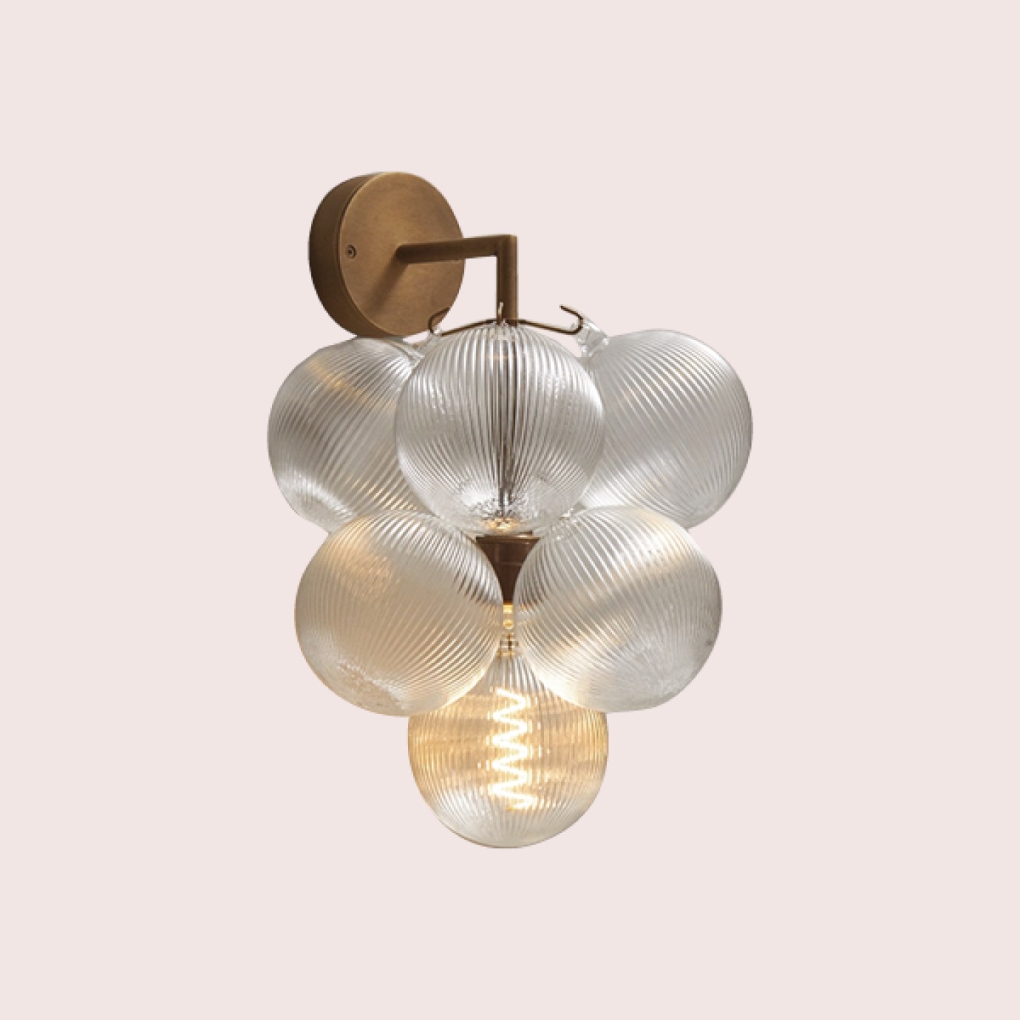 Antique brass fluted bubble light