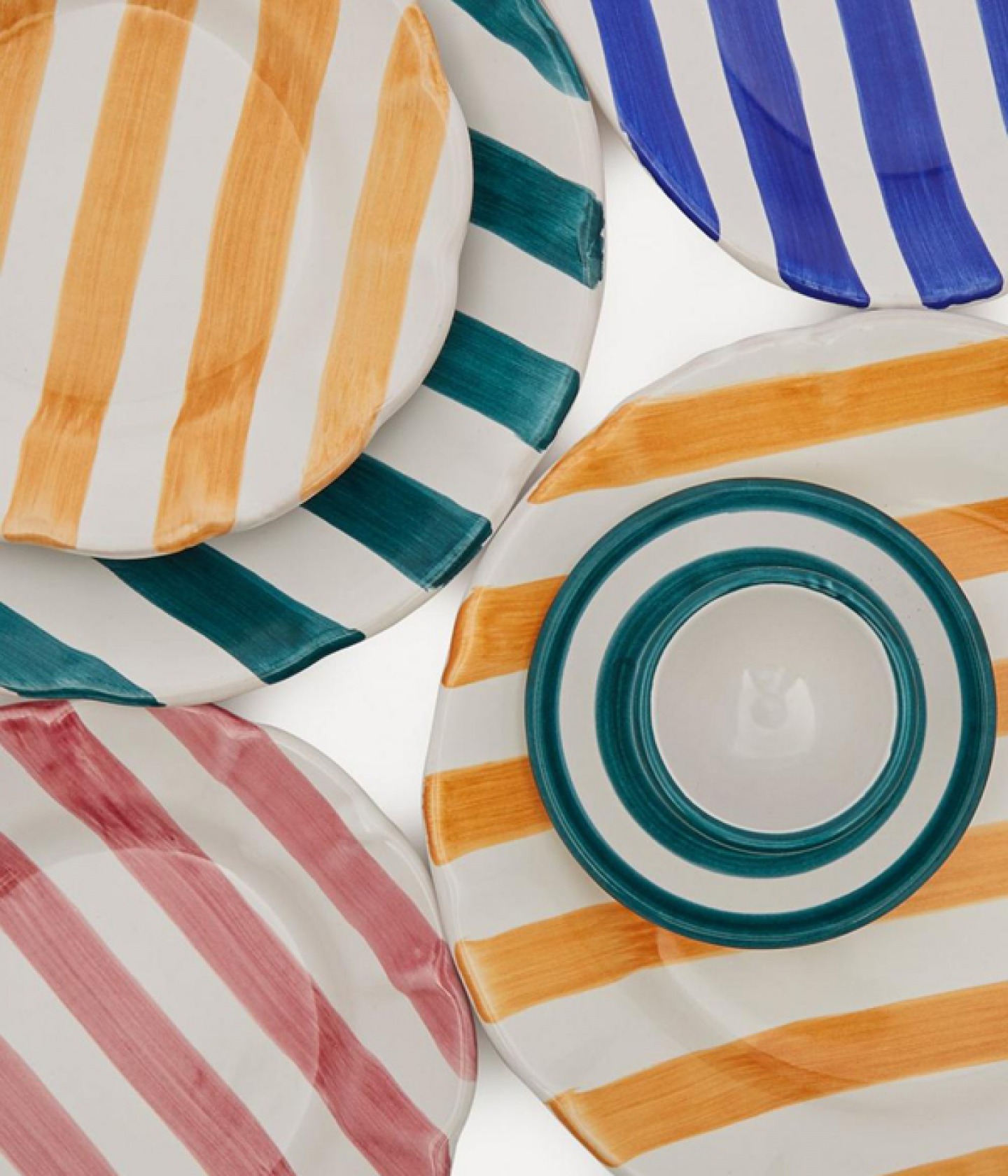 colourful striped plates