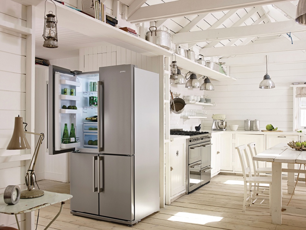 kitchen with fridge door open