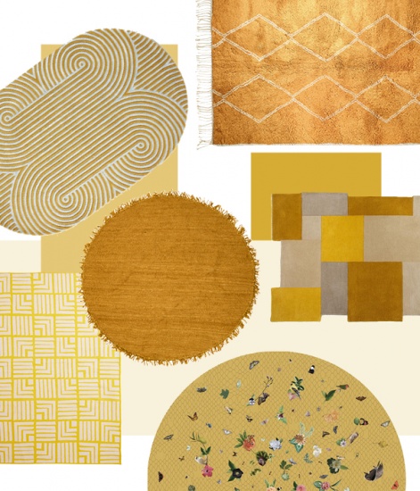 collage of yellow rugs