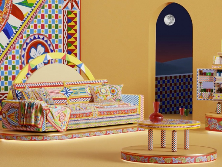 yellow interiors sofa and coffee table