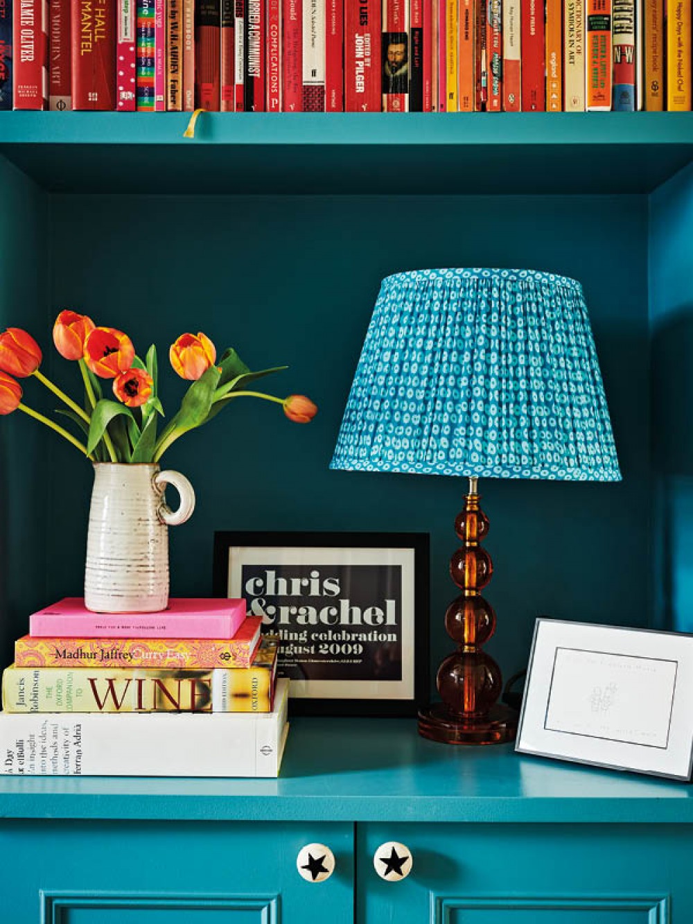 shelfs on a bookcase