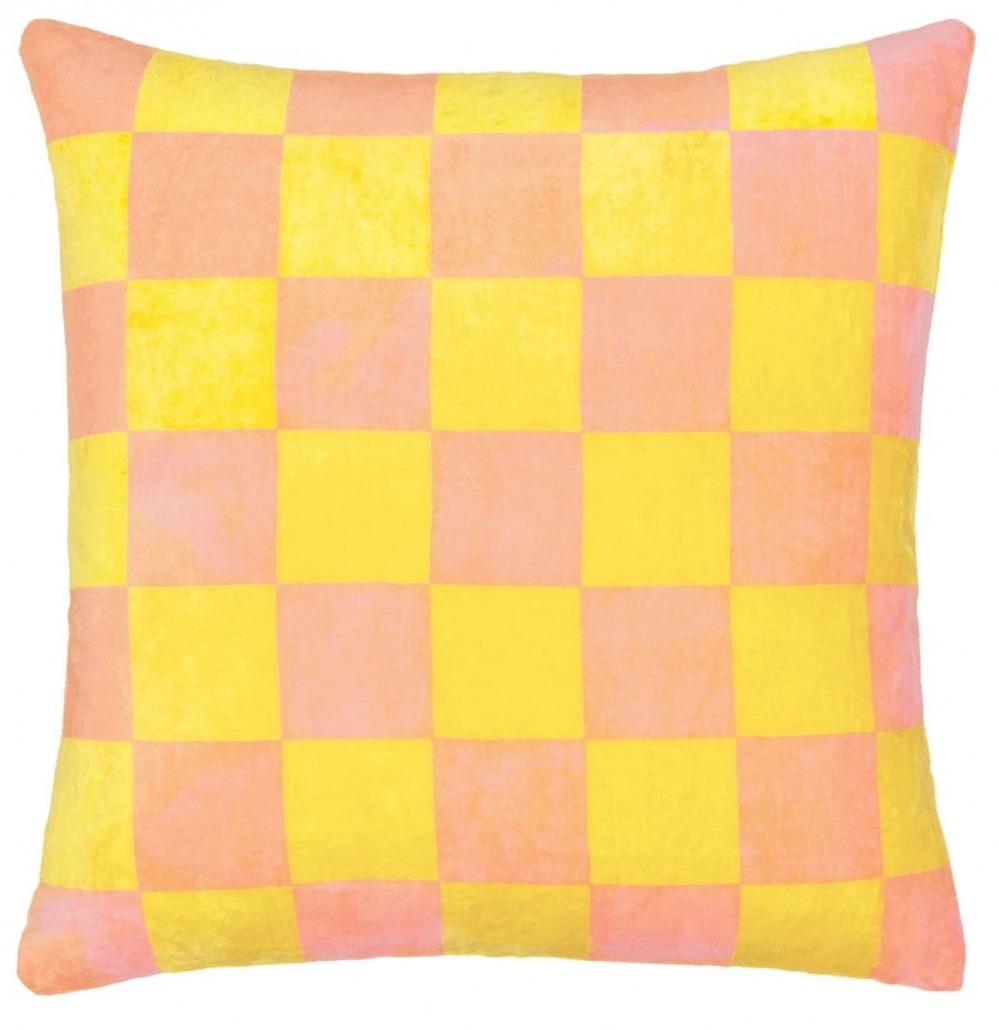 Check velvet cushion