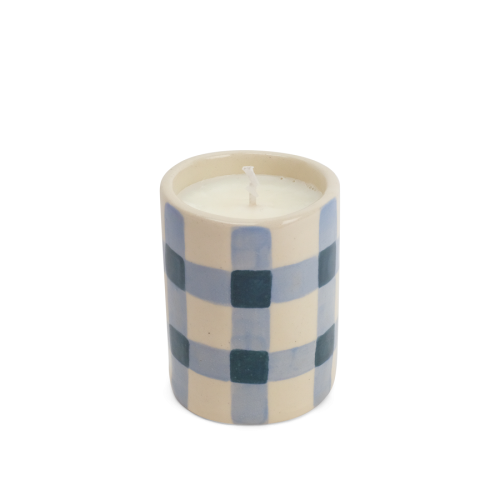 Gingham candle, £25 shellflowerstore.com