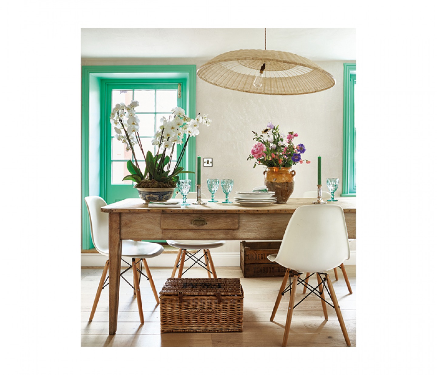 table with flowers and wine glasses