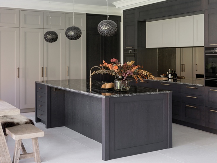 On trend blue kitchen island