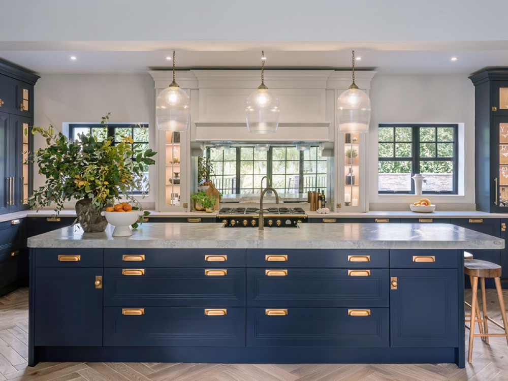 blue kitchen island