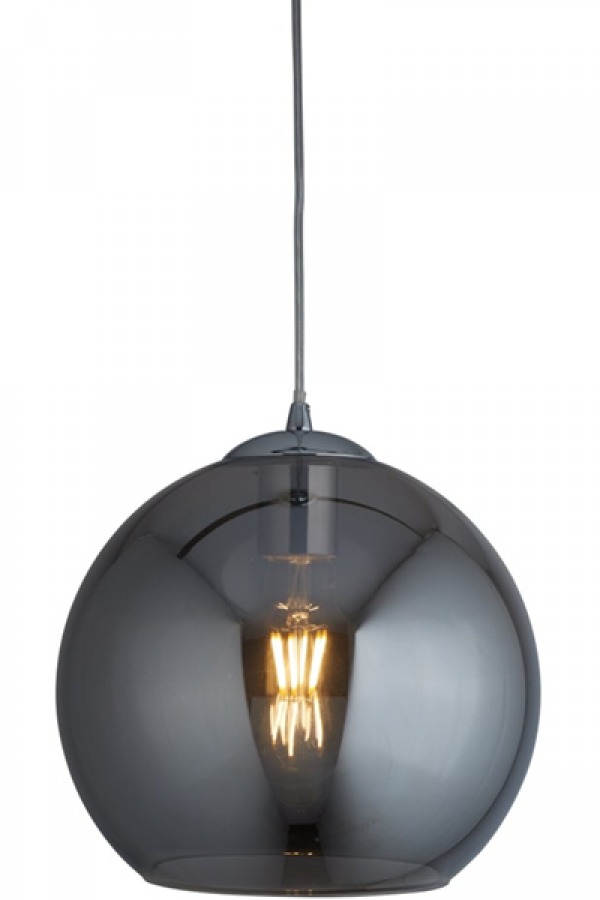 Ball ceiling pendant with smoked glass shade