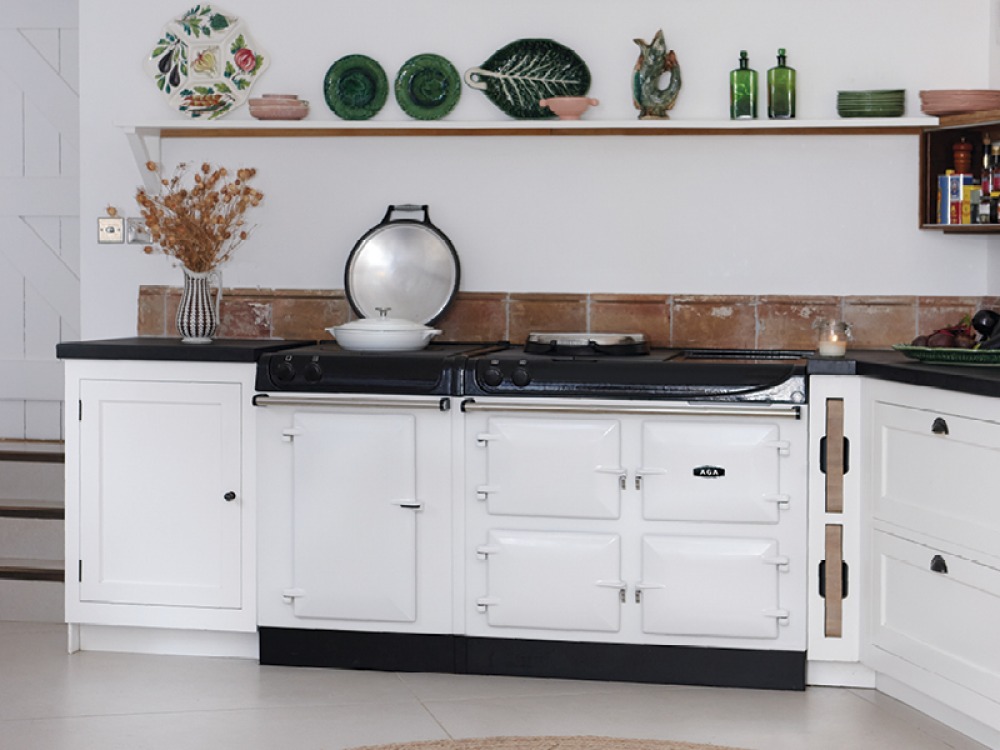 Kitchen with a white AGA Oven