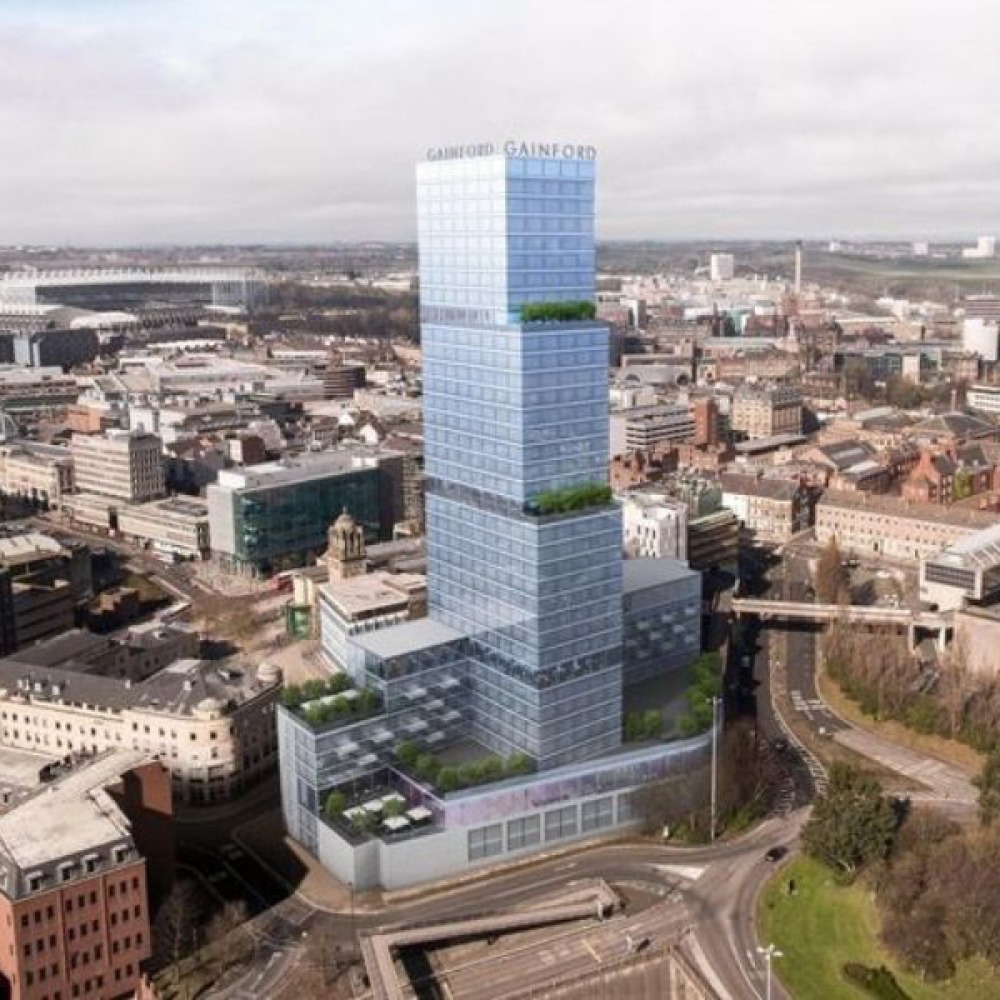 mockup design for a skyscraper building
