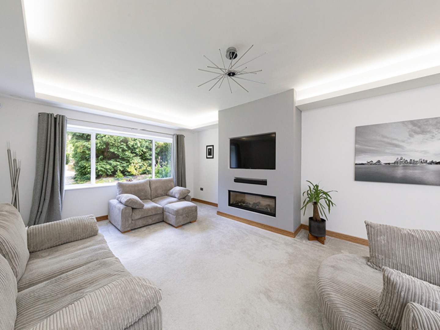 muted living / TV room