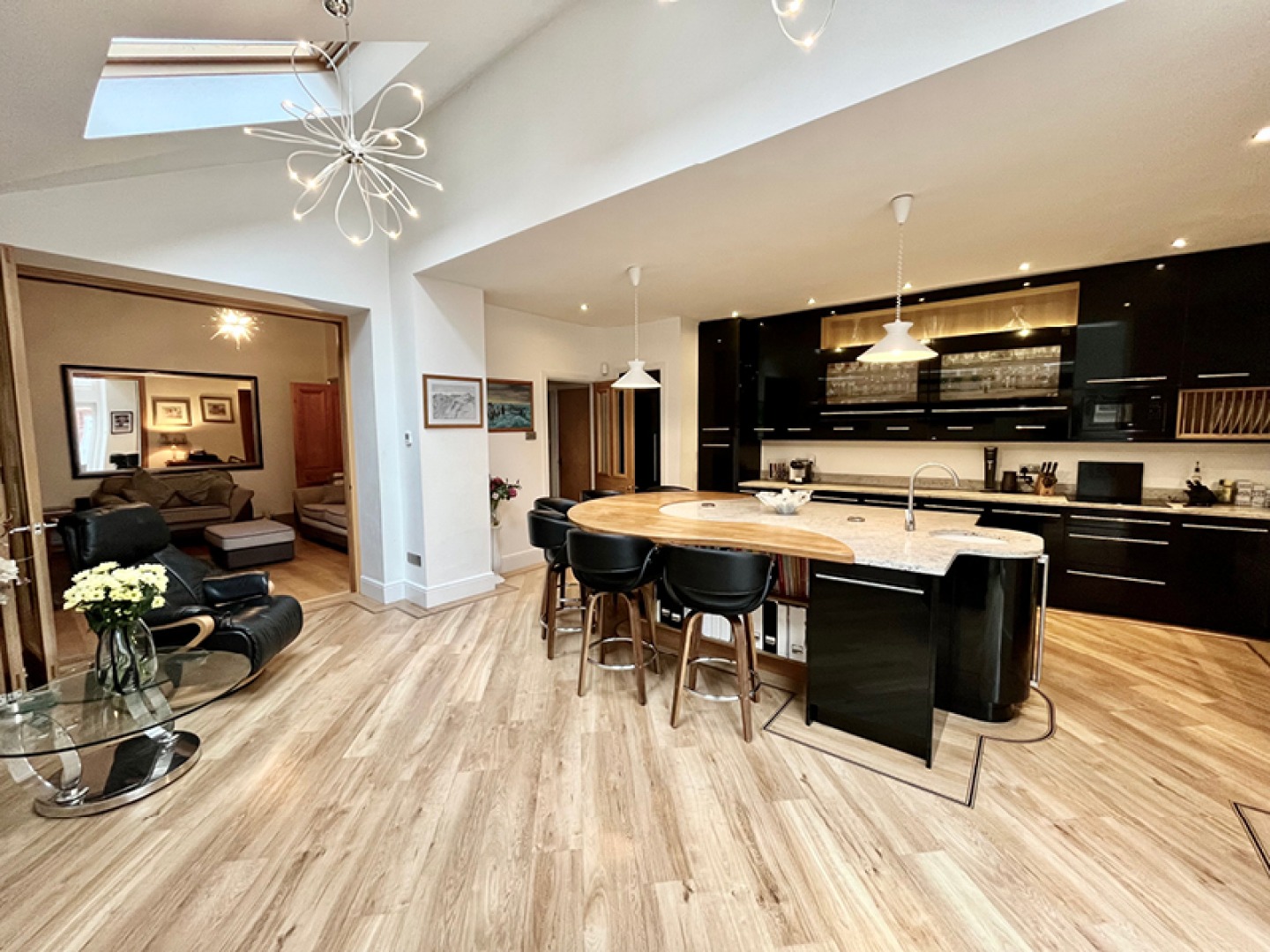 Large open plan kitchen and seating area