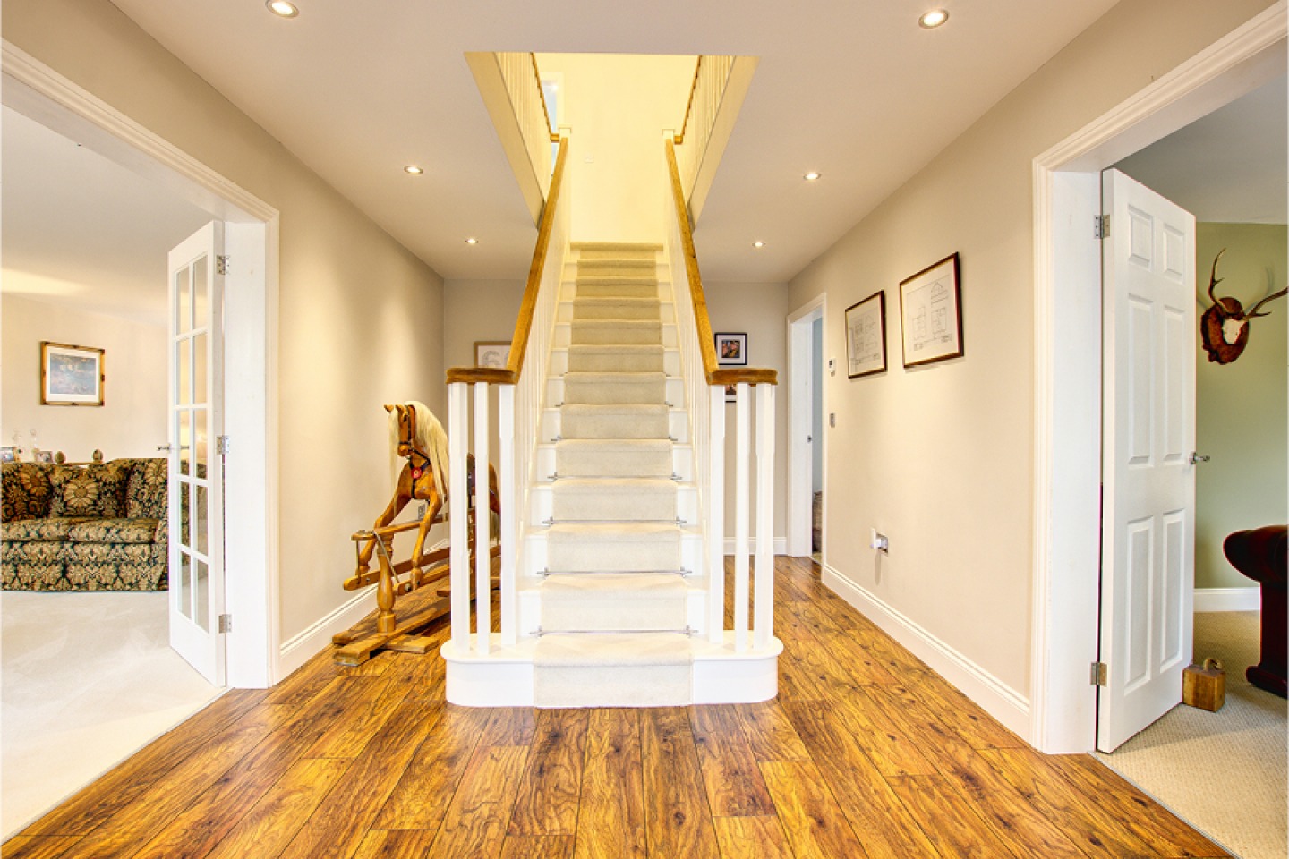 Entrance Hall with large centred open stair case