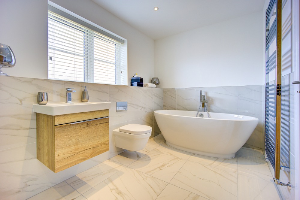 Contemporary bathroom with free standing bath