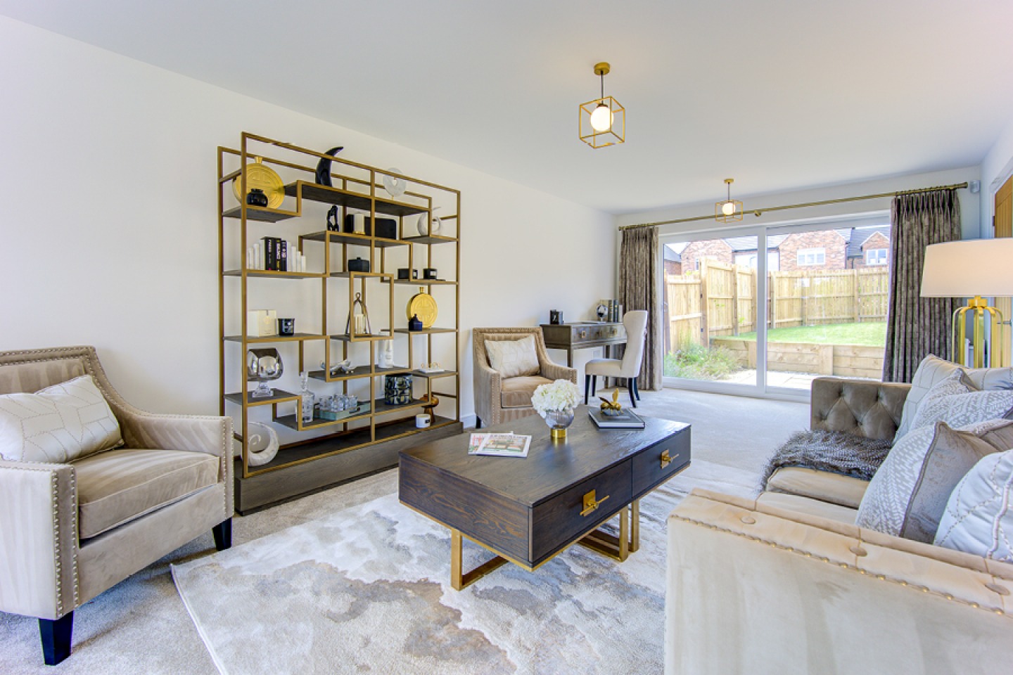 neutral lounge with contemporary furniture
