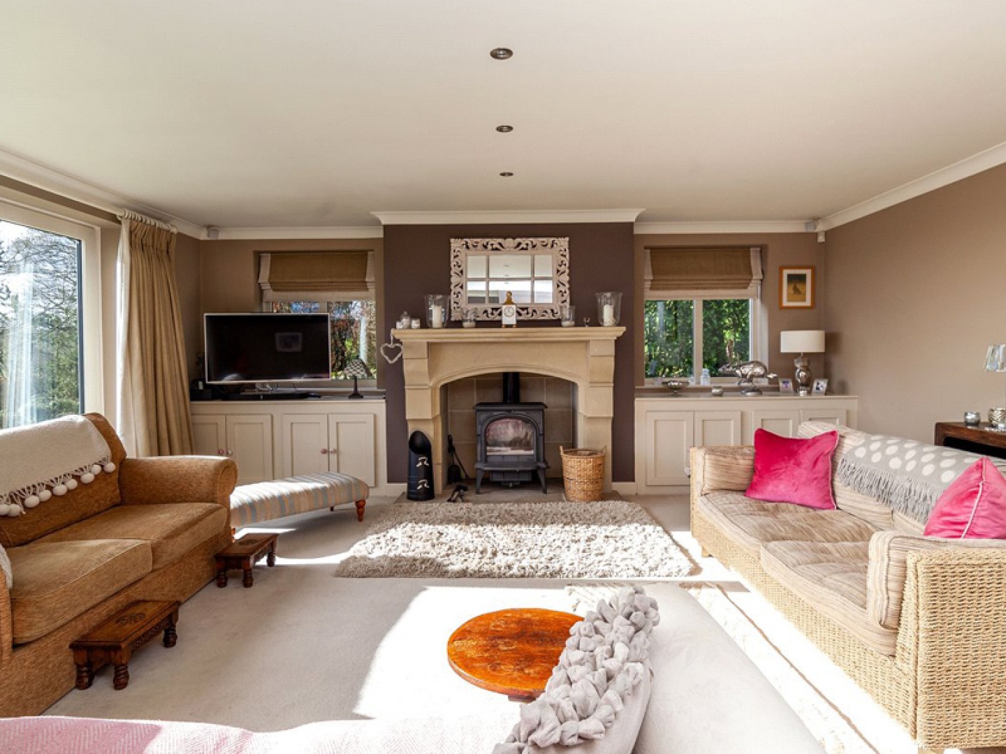 living room with fire place