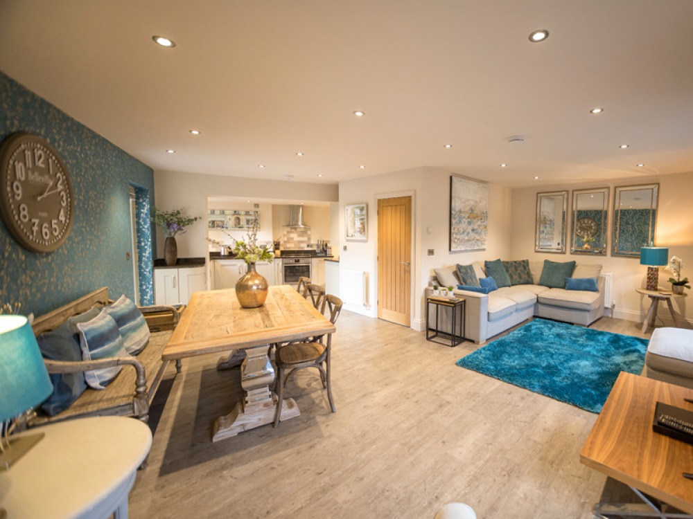 rental house interior of living area and kitchen