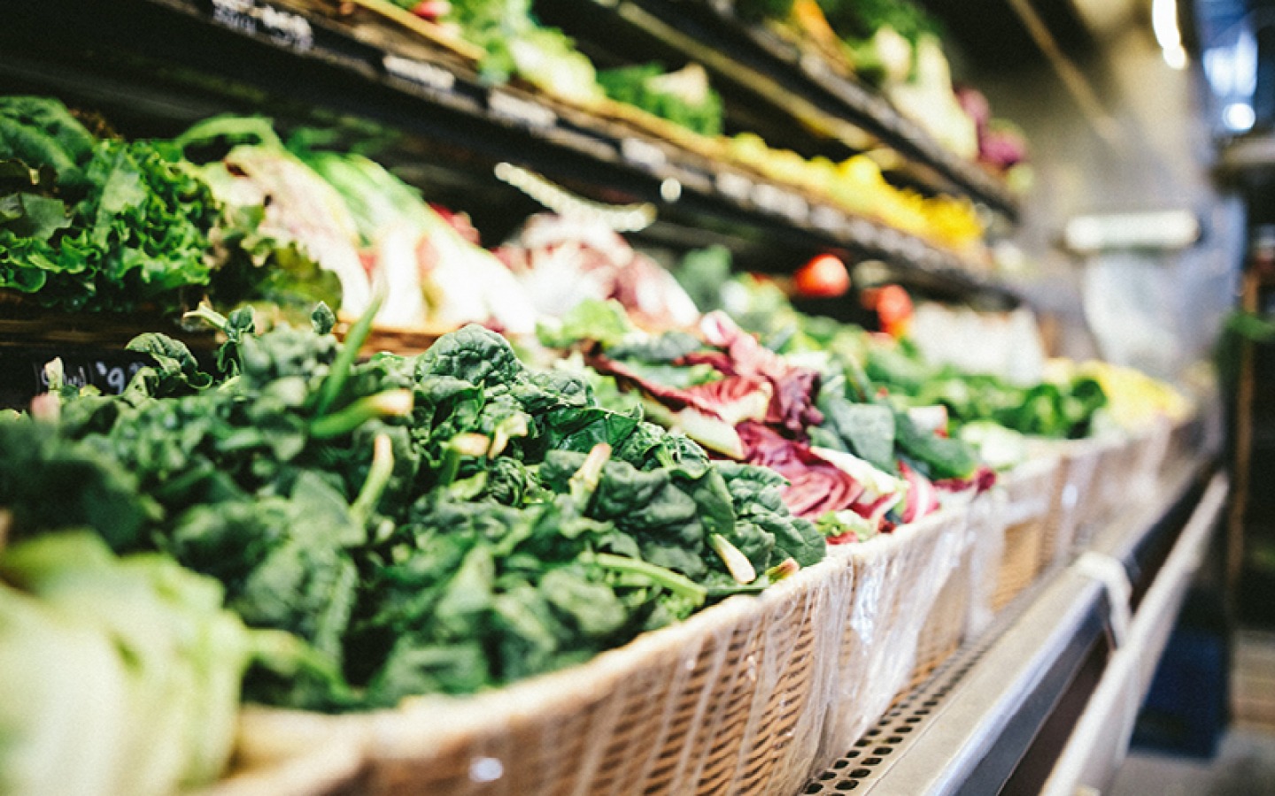 veg in baskets at shop