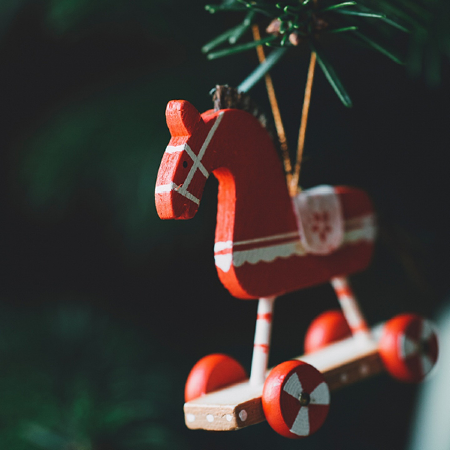 wooden red horse hanging christmas decoration