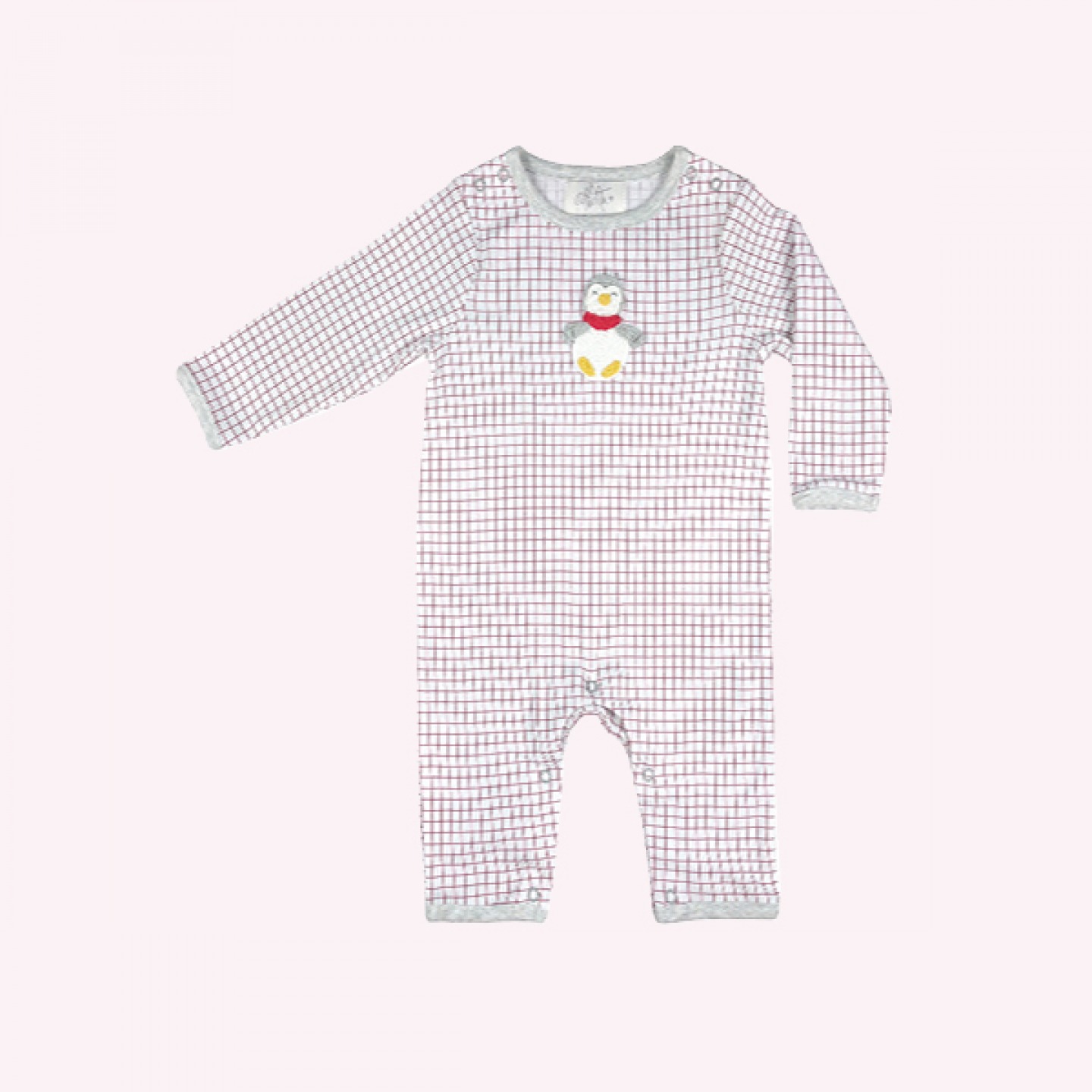grey and white penguin babygrow