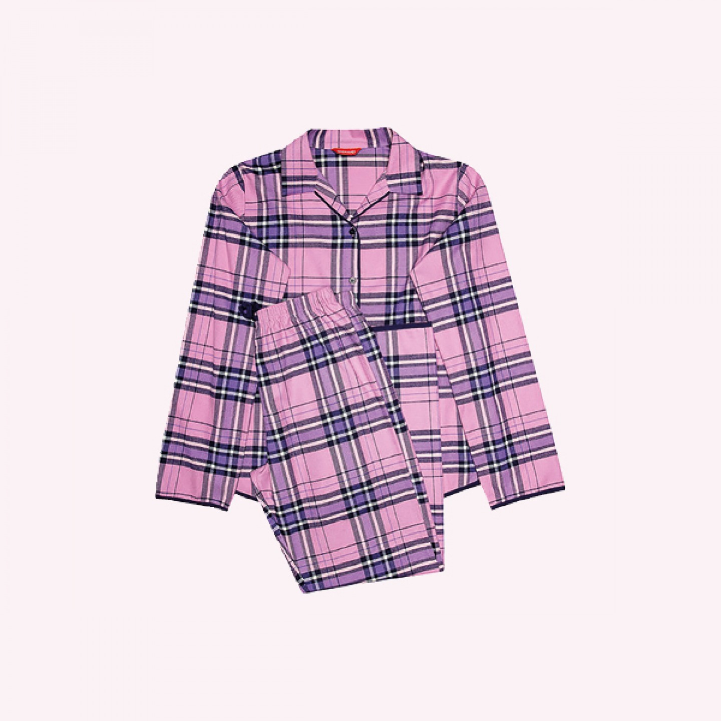 Check pink print pyjama set