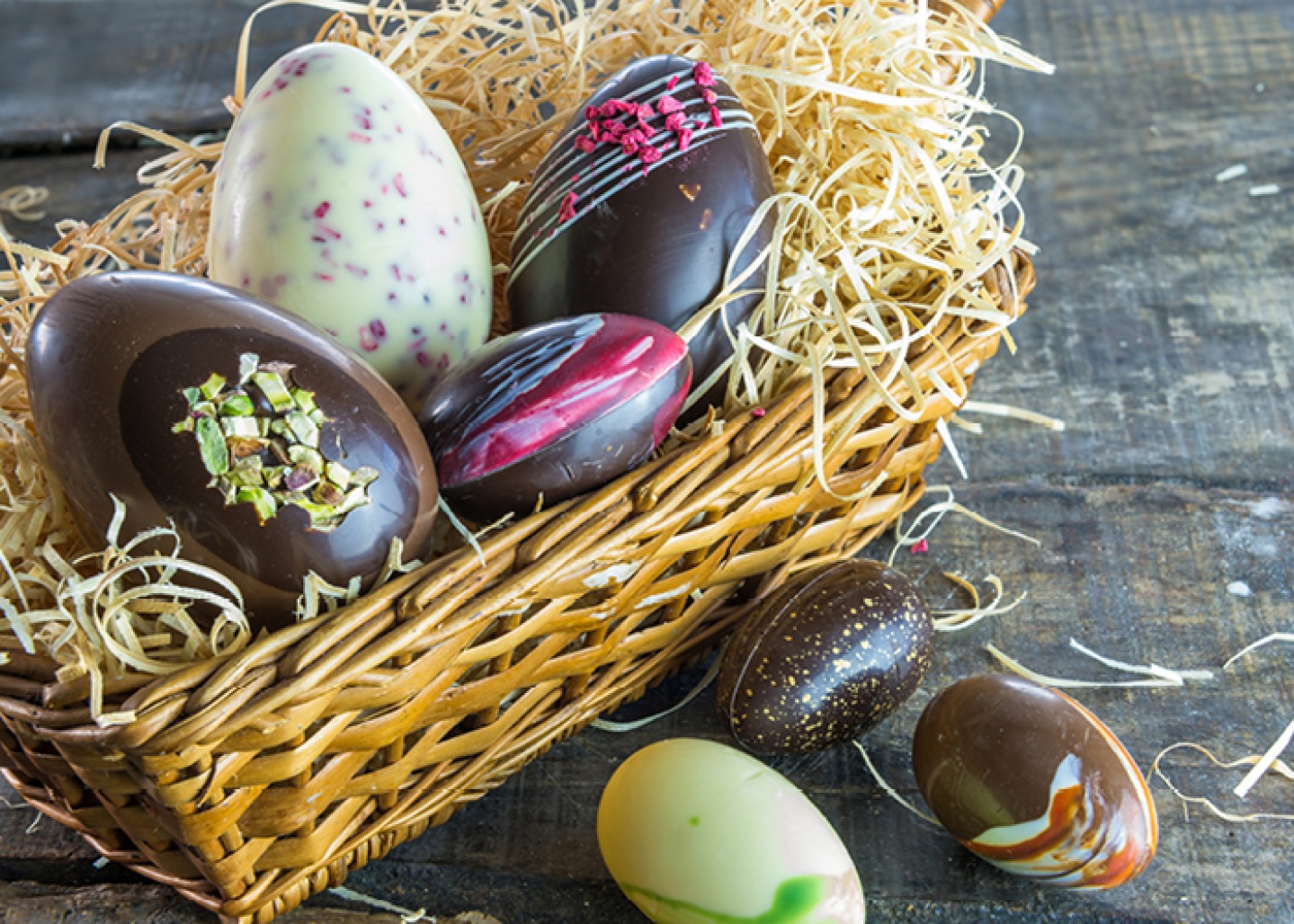 Easter eggs in basket