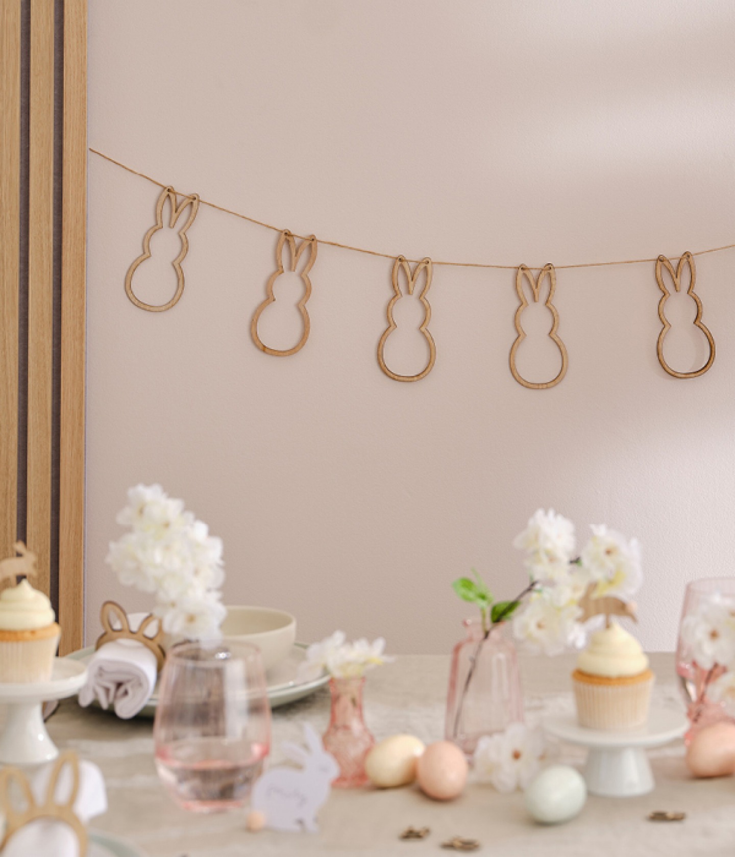 Wooden bunny bunting