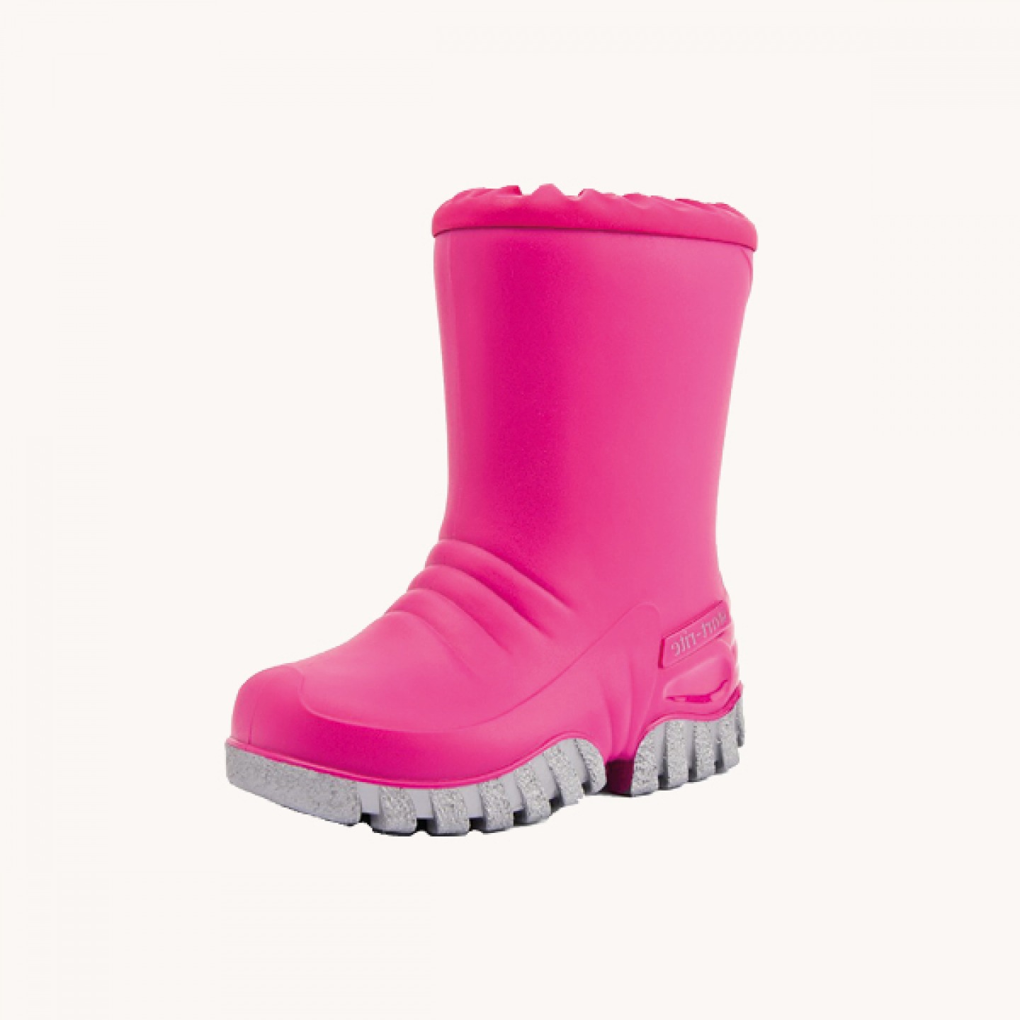 Pink fleece-lined wellington boots
