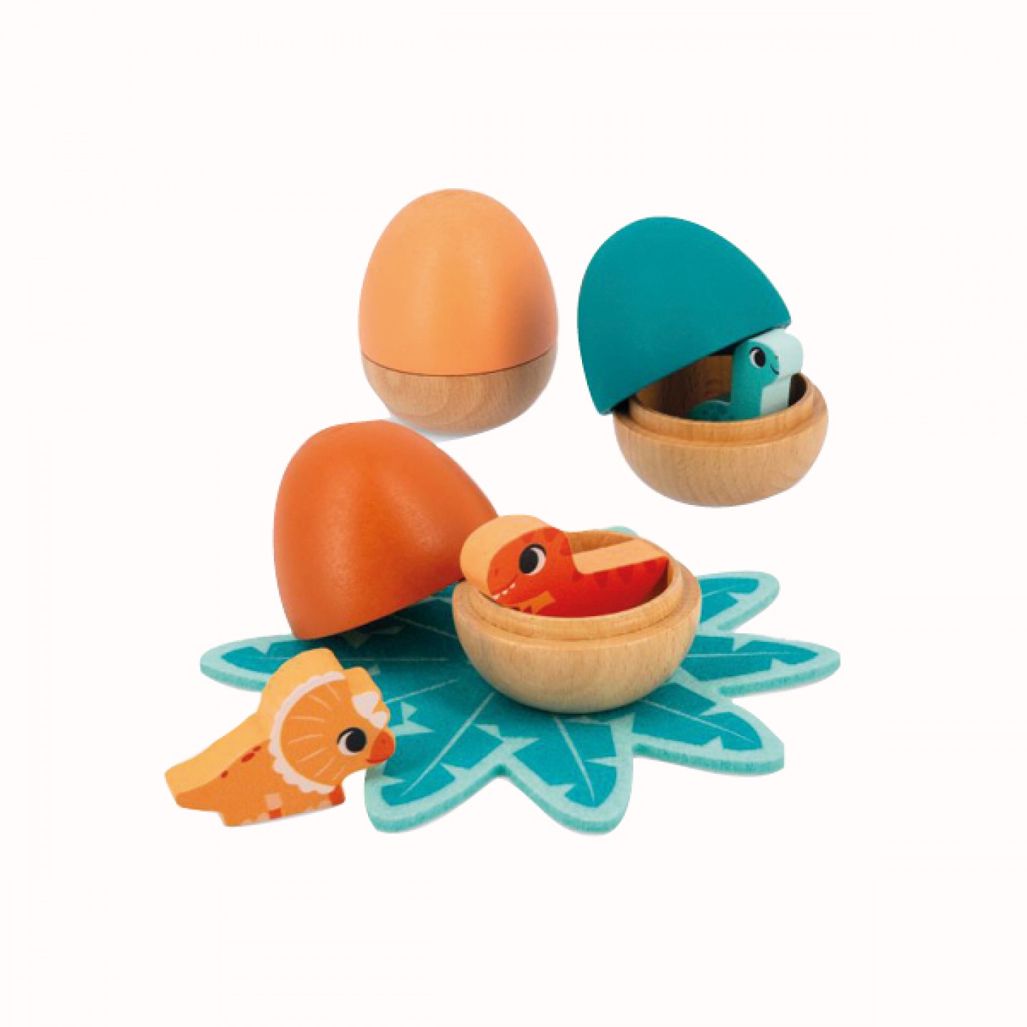Wooden dinosaur eggs