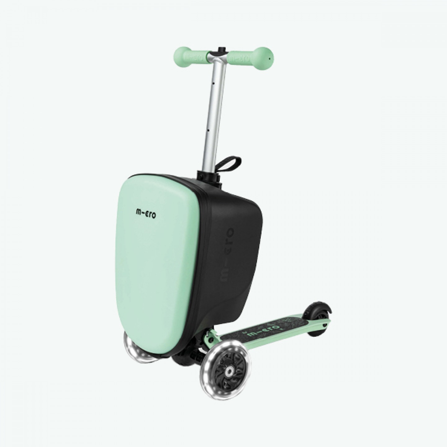 Foldable scooter suitcase with LED wheels