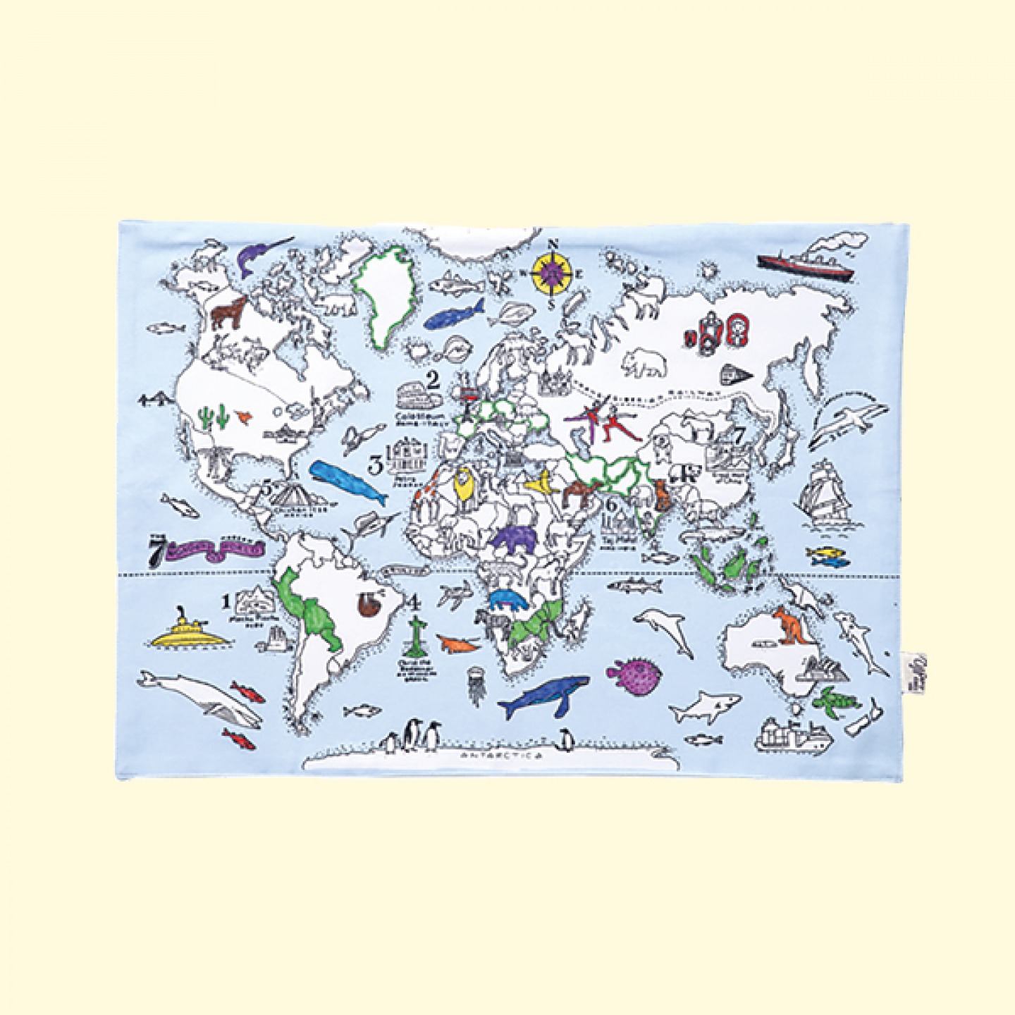 Animals and sea life colouring placemat and pens