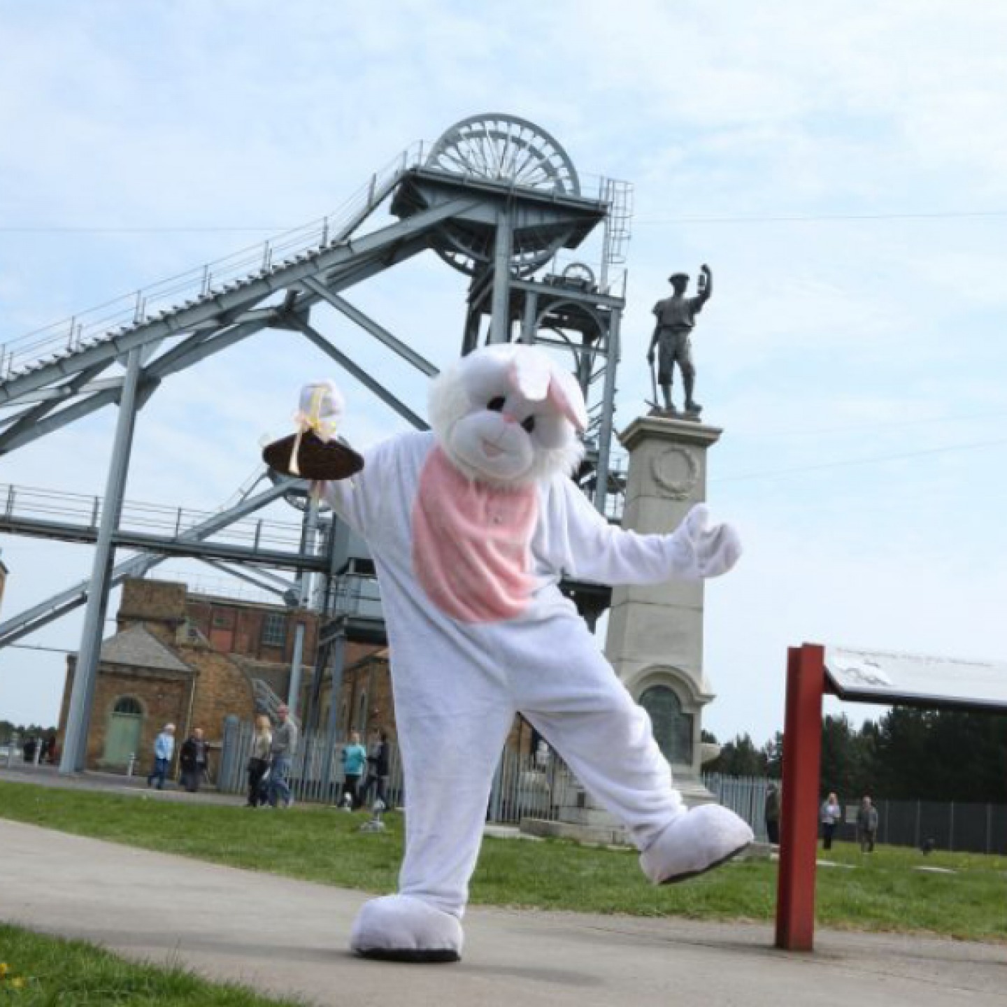 Actor in a Easter bunny costume at Woodhorn Museum