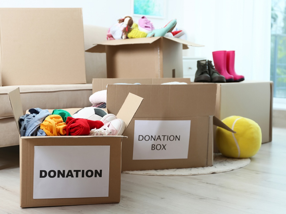 Donation Boxes with clothes and toys for Charity