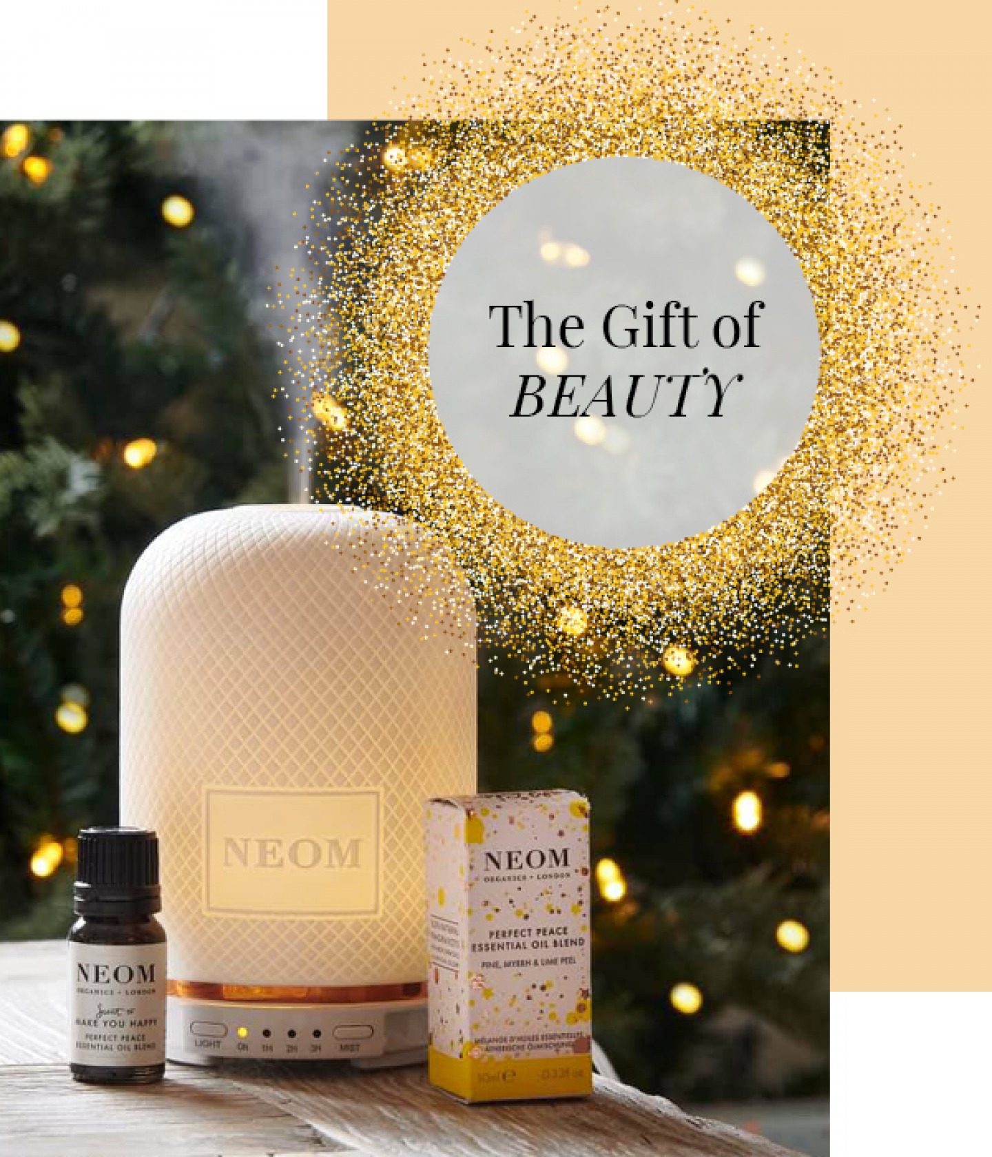 air humidifier with a gold sparkly circle