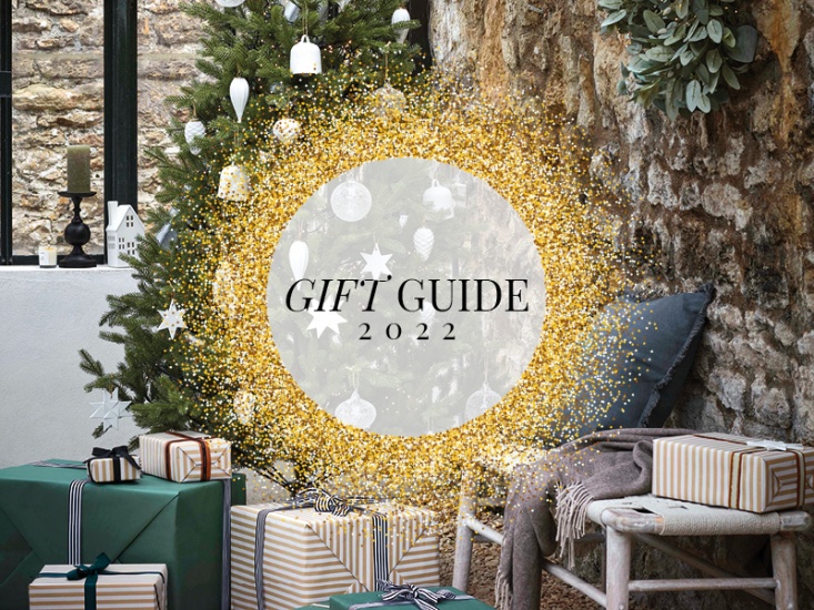 Presents with a Gold sparkling circle