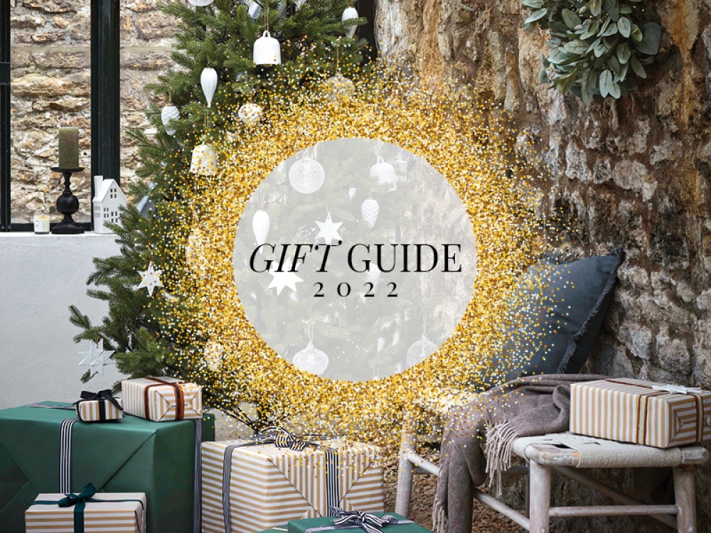 Presents with a Gold sparkling circle