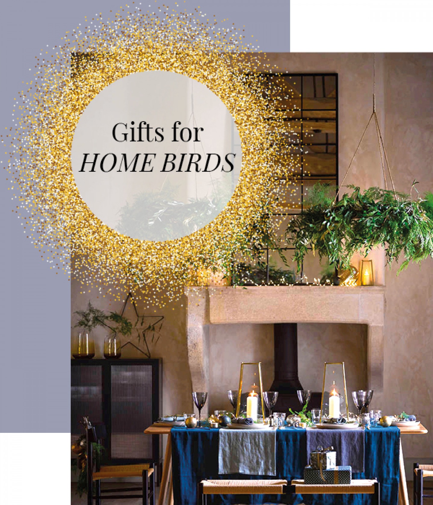 table setting with a gold sparkly circle