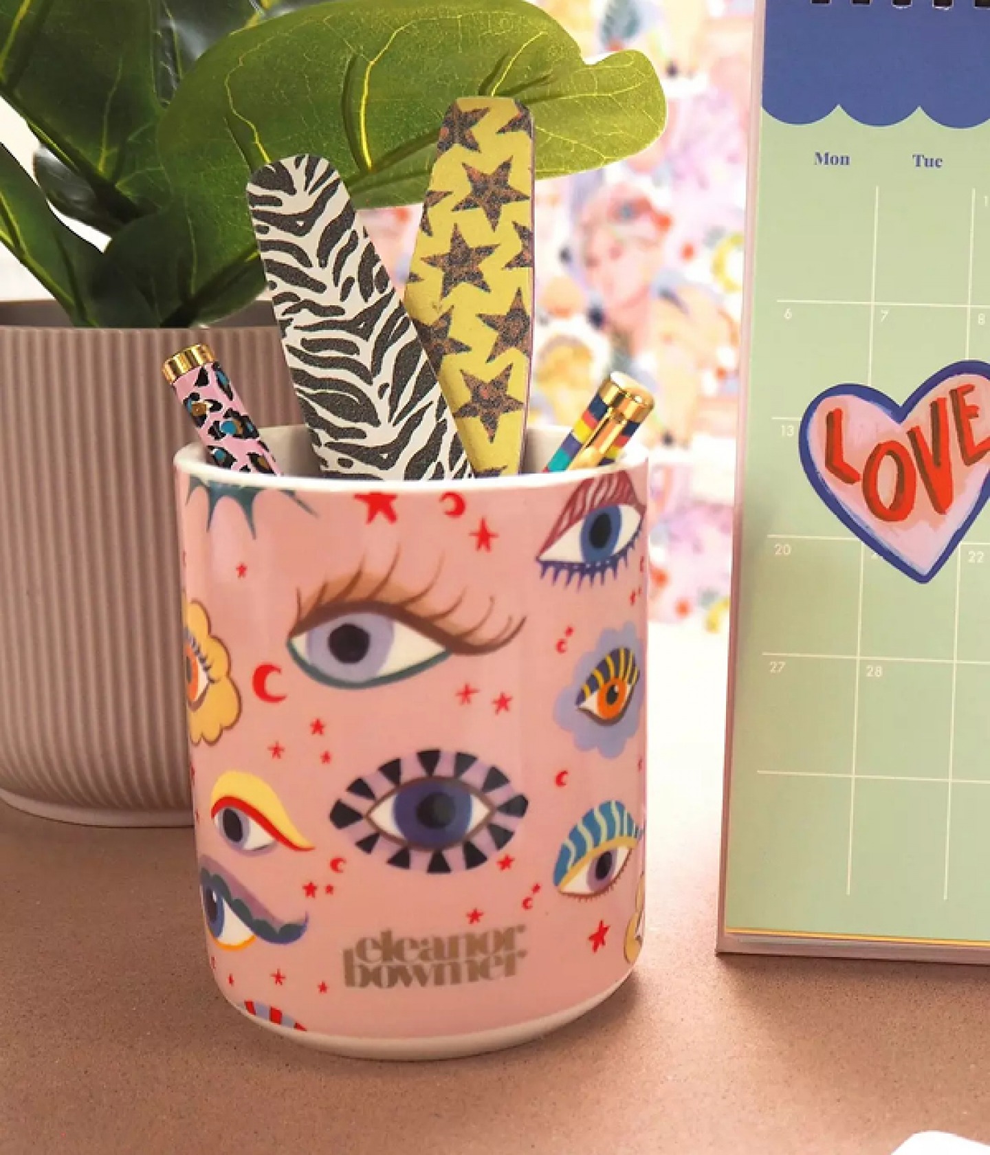 Magic Eyes ceramic pen pot