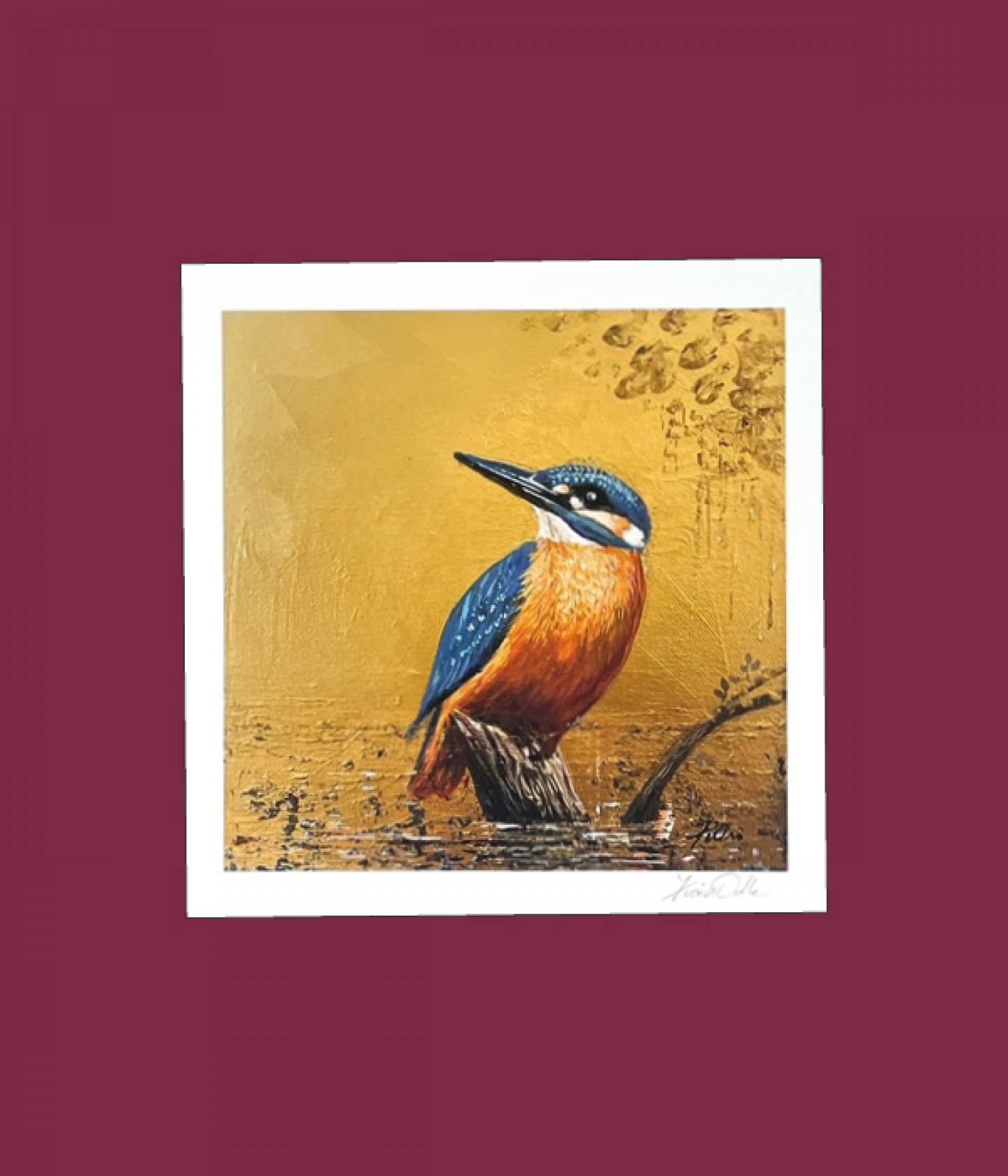 mounted print of a kingfisher
