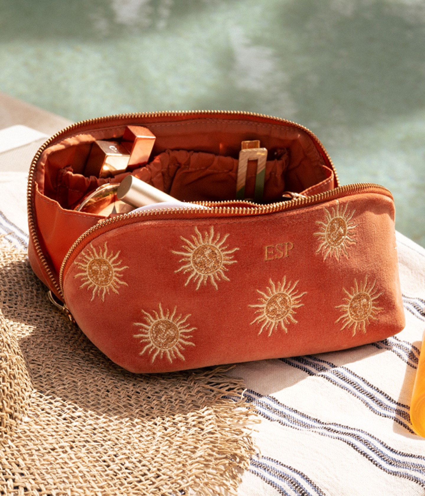 Open flat makeup bag