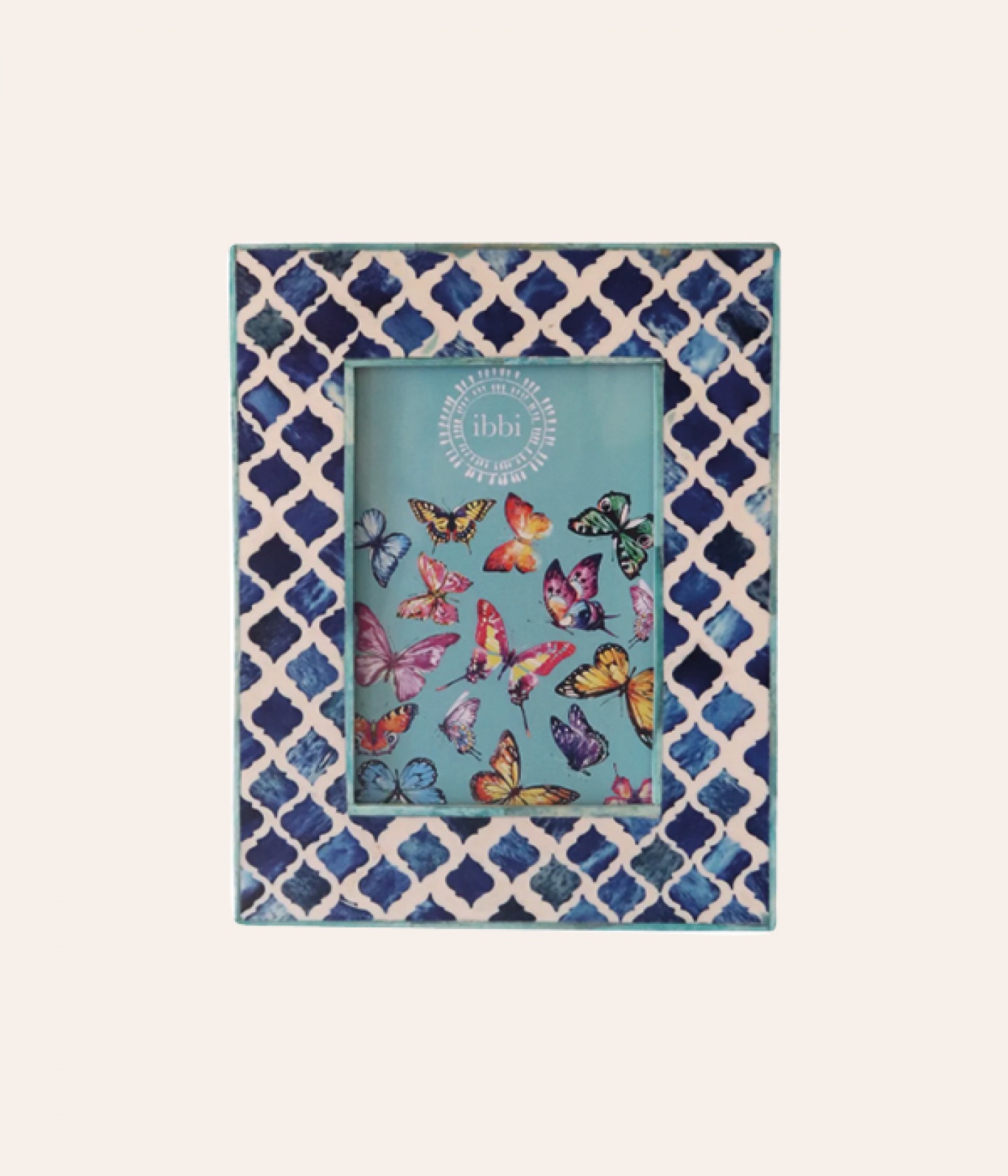 Navy trellis photo frame