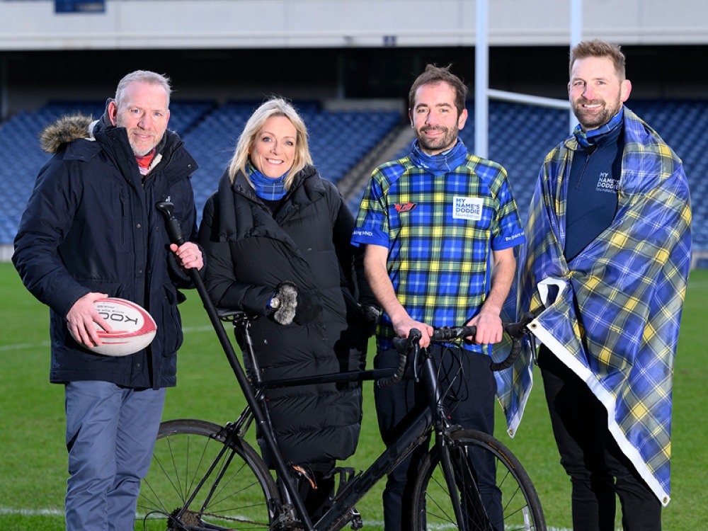 Andy Nicol, Jill Douglas, Davy Zyw and John Barclay launch Doddie Aid 2023