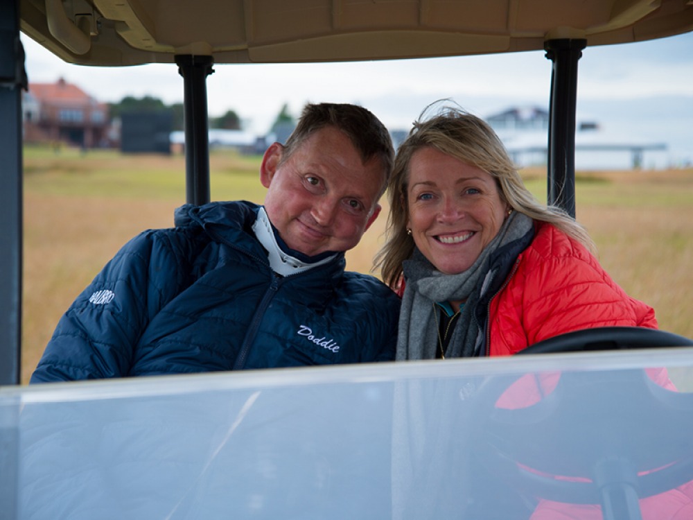 Doddie Weir OBE with friend and CEO of My Name_5 Doddie Foundation Jill Douglas