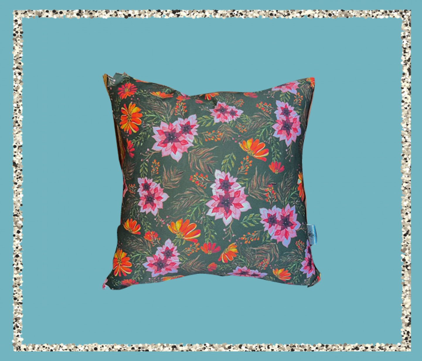 Forest Green Autumn Montage handmade organic cotton cushion