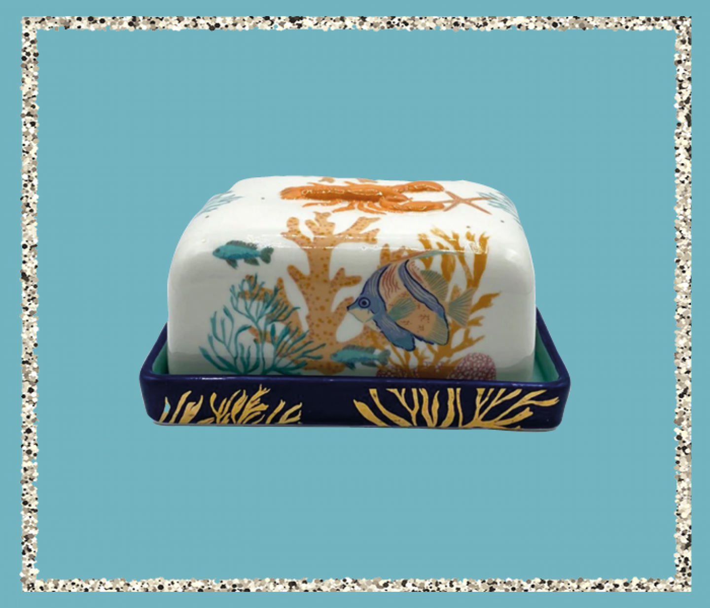 Coral Lobster butter dish