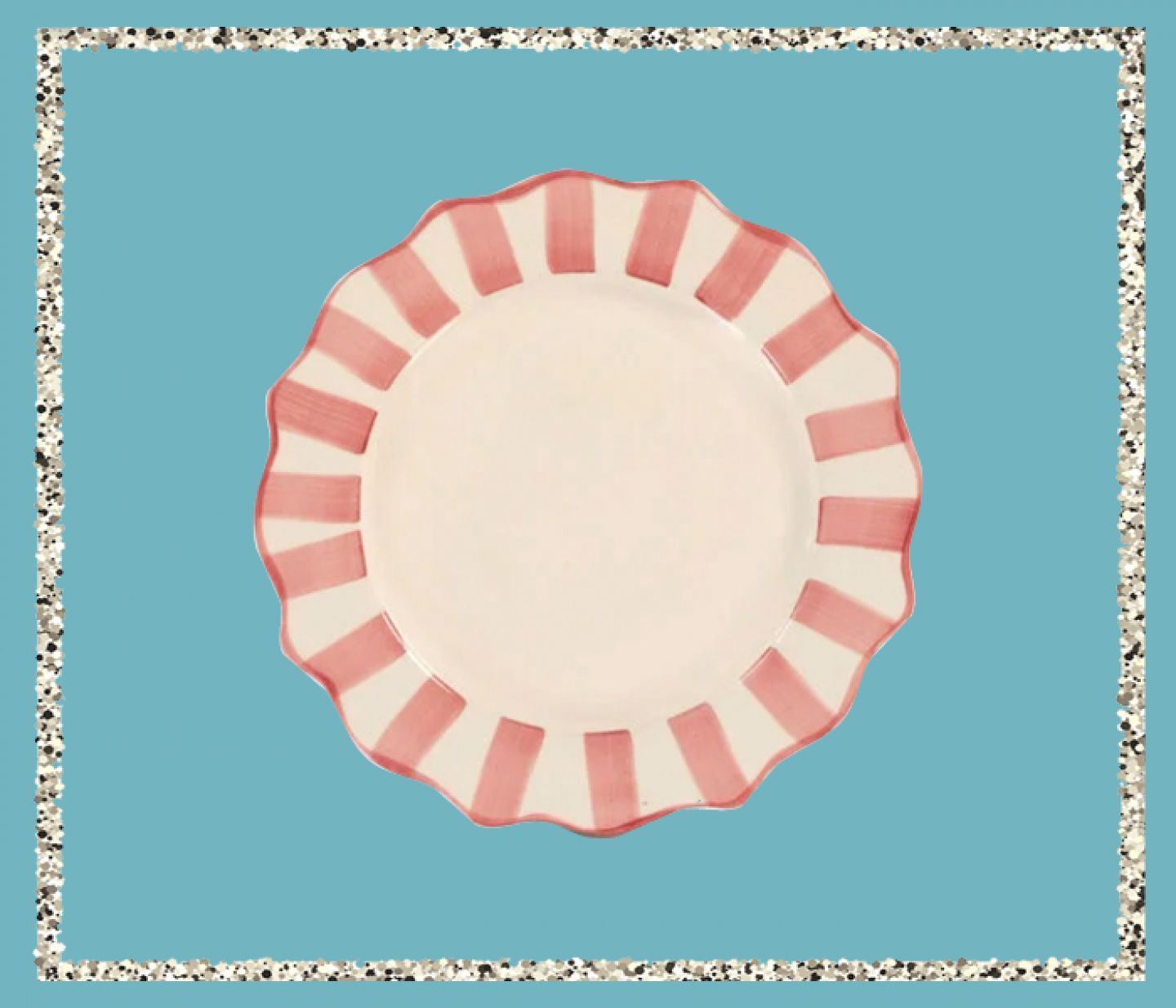 Pink scalloped dinner plate